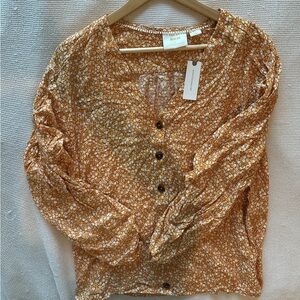 Anthropologie NWT Maeve Yellow Floral Button-Up Blouse